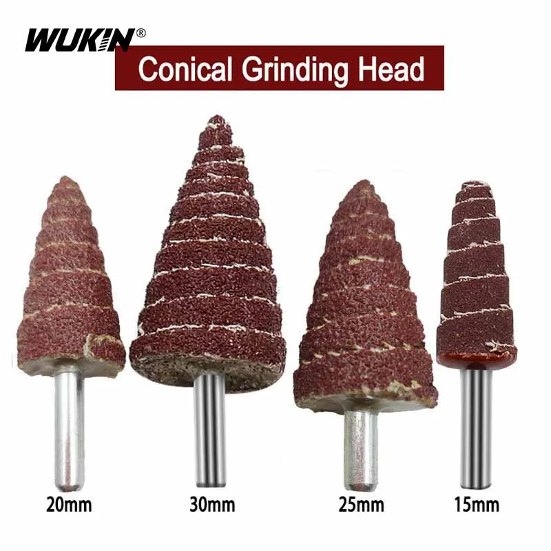 

1Pc 6mm Round Shank Tapered Sandpaper Grinding Sanding Head Rotary Drill Tool Wood Metal Polishing Wheel Discs