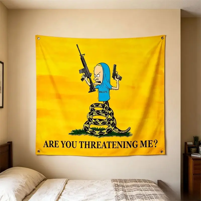 VIKAMA Funny Cartoon Quote Tapestry, Text Banner Flag Wall Hanging, Meme Aesthetic Decor for Dorm Bedroom Game Room