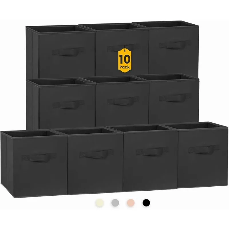 

Storage Cubes, 11 Inch Clothes Storage Bins for Shelves Closet (10 Pack), Fabric Collapsible Storage Bins with Dual Handles, Cub