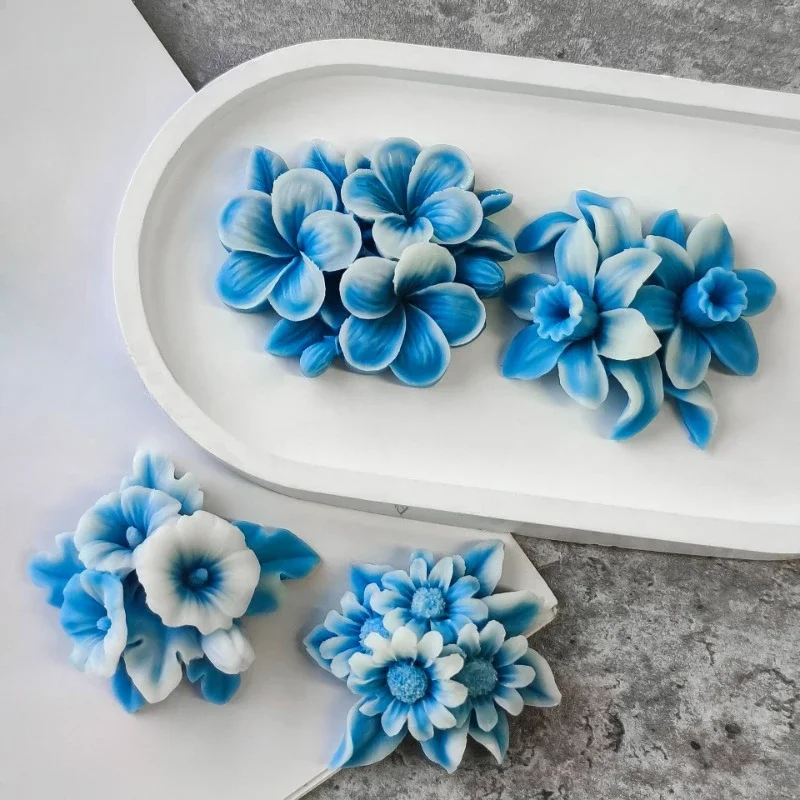 Flower Scented Candle Silicone Mold Morning Glory Sunflower Aromatherapy Soap Mold Flower Resin Plaster Mold Home Baking Mould