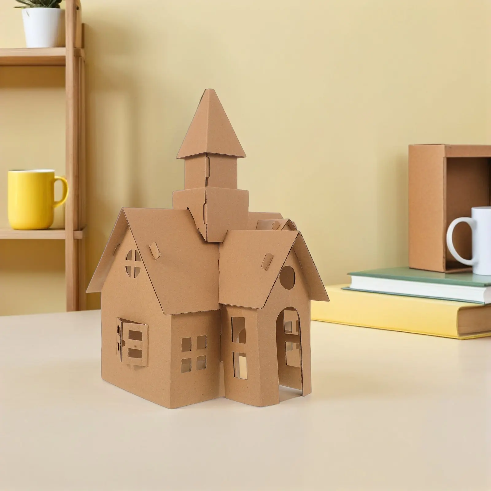Kit de maison en carton DIY pour enfants, 6 pièces, maison miniature créative en papier, artisanat, coloriage, jeu éducatif amusant, ensemble de construction de maison de jeu