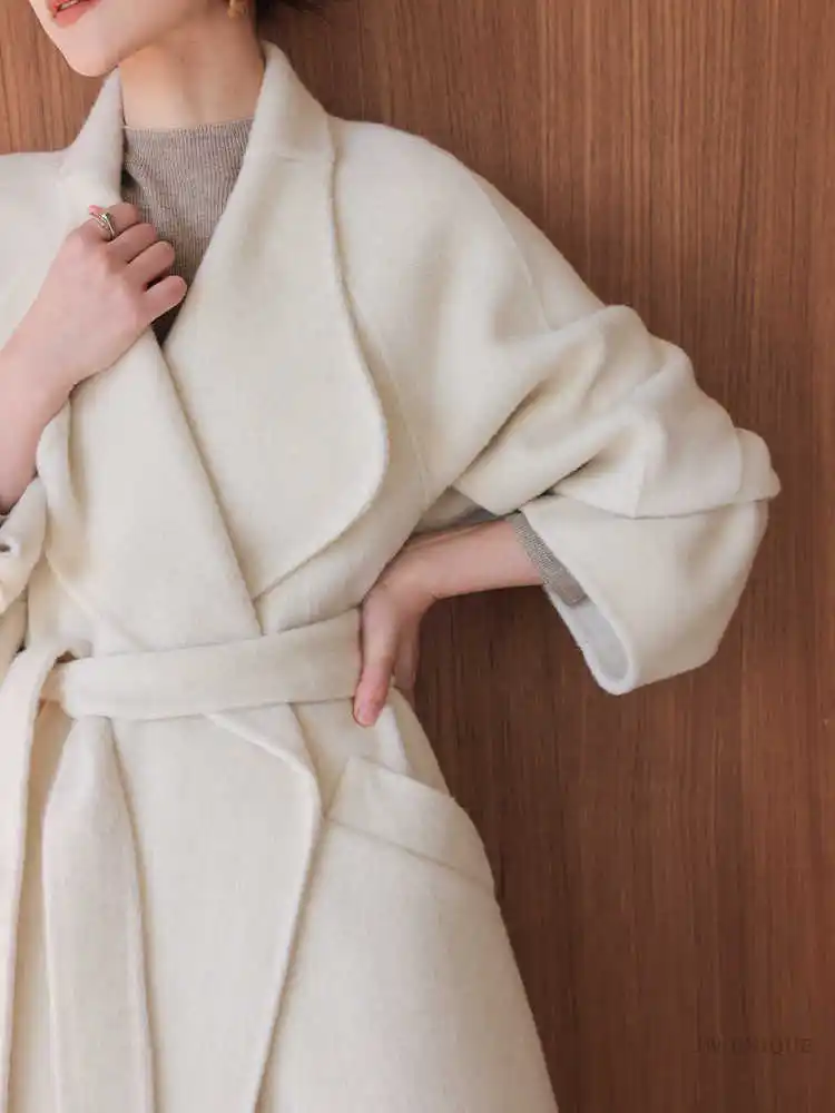 

High End Fashion Double-Sided Wool Coat Women'S Autumn And Winter New Style Temperament Knee Length Woolen Coat