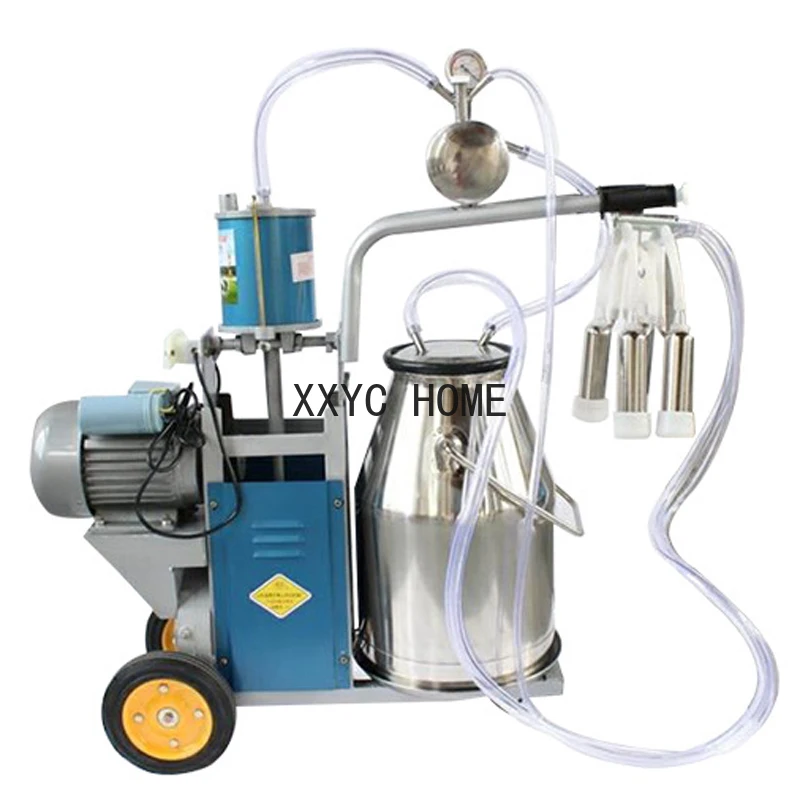 Electric 110/220V 64 times/min Portable Cow Milking Machine with 25L 304 Stainless Steel 550W Bucket Milker