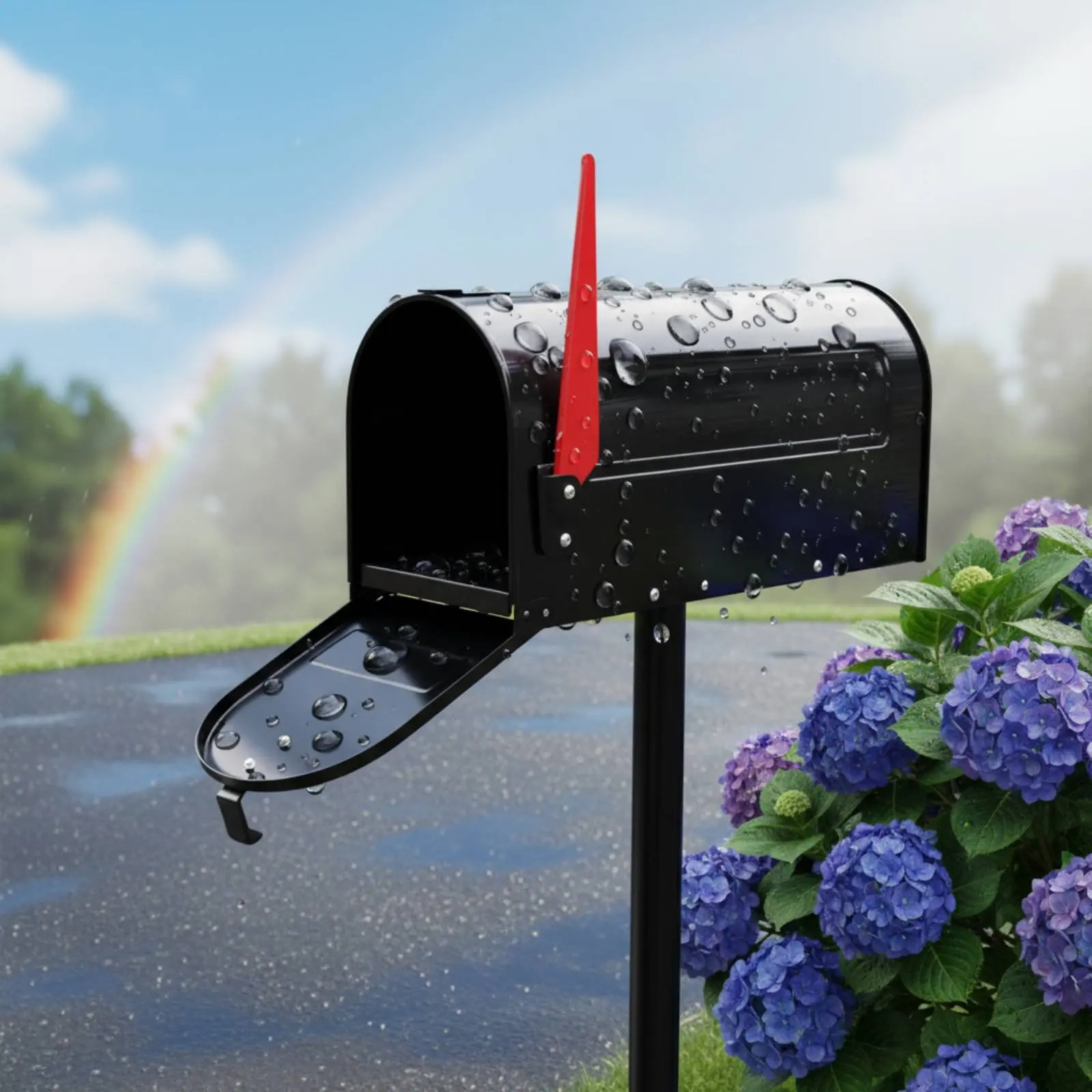 

Metal Mailbox Post Lockable Freestanding Mailbox with Post Residential Mail Receptacle with Stand Weather-Resistant