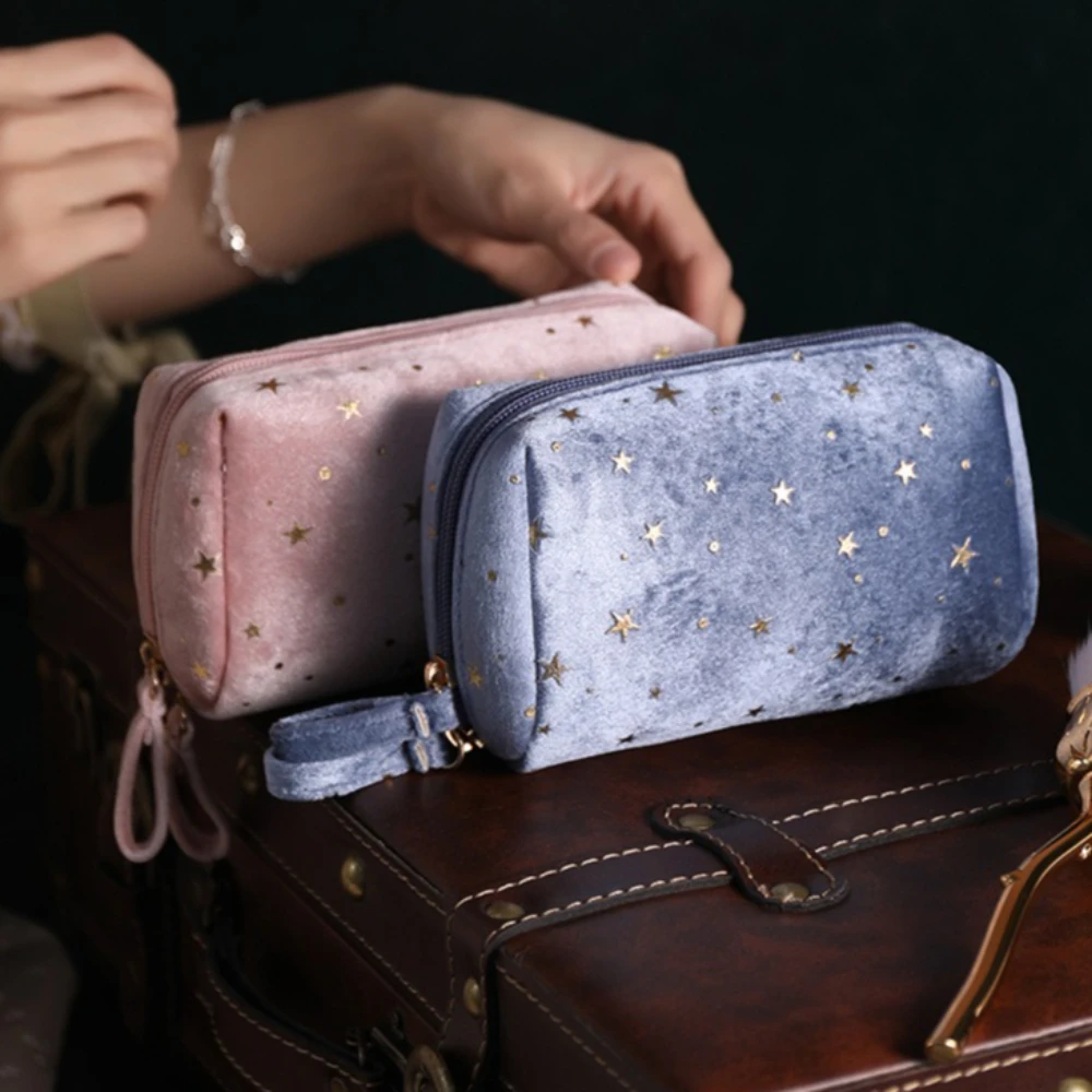 

Косметичка-органайзер из вельвета для девочек, мягкая сумка для хранения помады, женская косметичка для туалетных принадлежностей, портативный чехол для макияжа