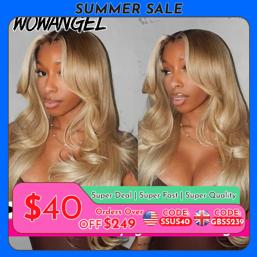 

Dark Root Blonde Highlight Wig Raw Human Hair Body Wave 5x5 Closure Wig 13x6 HD Lace Full Frontal Wig Pre Plucked Glueless Wig