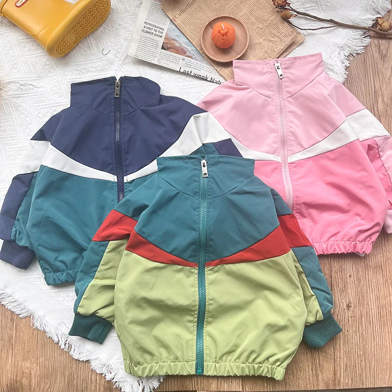 Autumn Baby Boys Windproof Jacket Children's College Style Coat Outdoor Camping Varsity Bomber Outerwear Uniform for Girls Tops