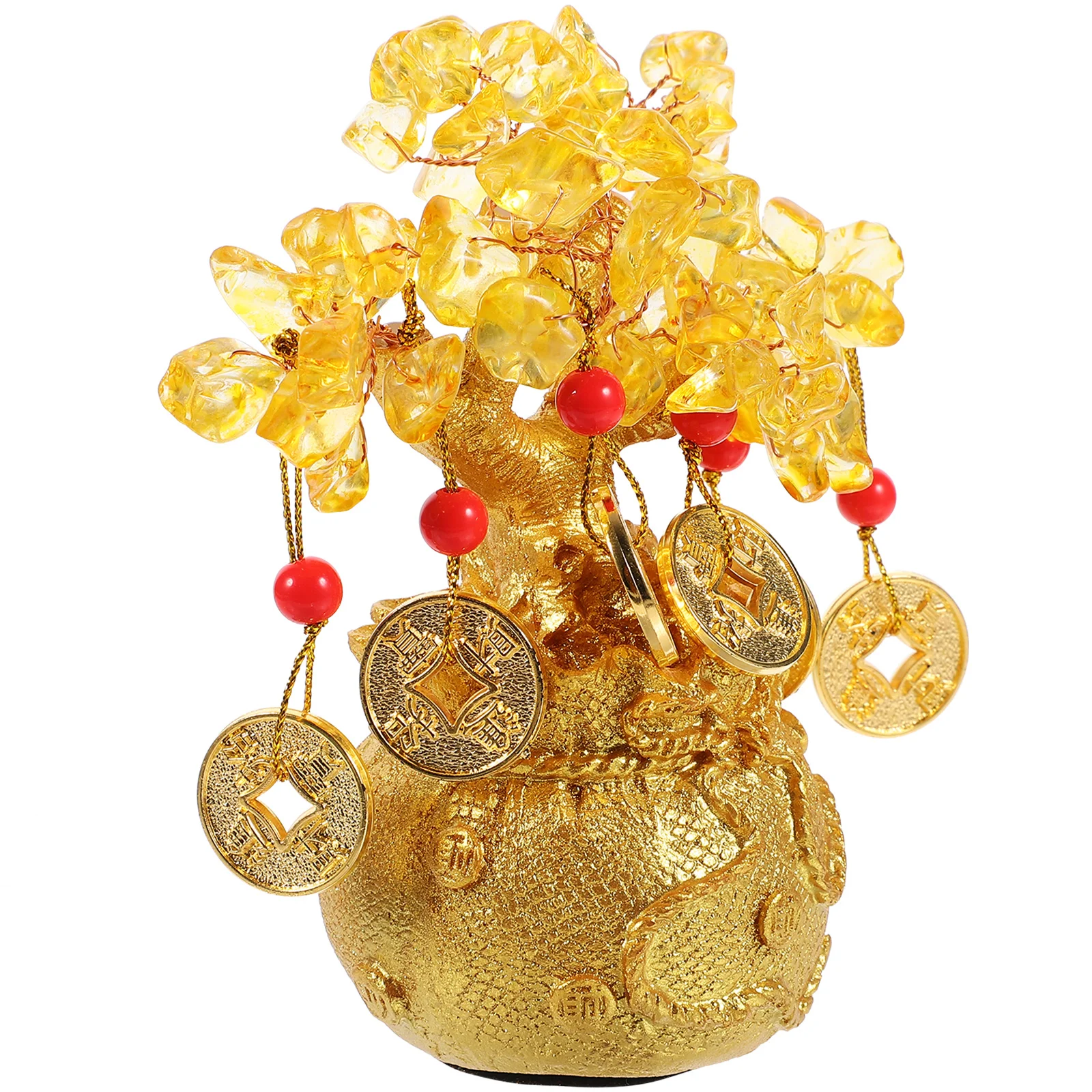 

1pc Money Tree Statue Resin Citrine Bonsai Desktop Decor Home Office Luck Tree Tabletop Decoration Chinese Style Craft Cabinet
