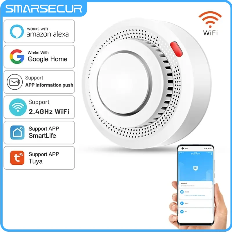 smarsecur tuya wifi alarme de fumo detector de protecao contra incendio combinacao de fumaca sistema de seguranca em casa 01