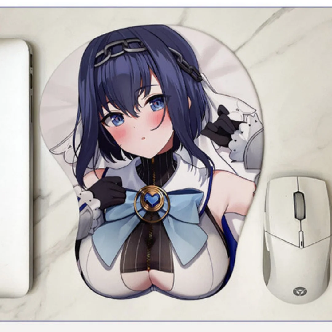 22x26cm Anime Game Hololive Virtual Idol Ouro Kronii Theme Silicone Mouse Pad 3D Wristband Anti Slip Hand Support Mouse Pad Toy