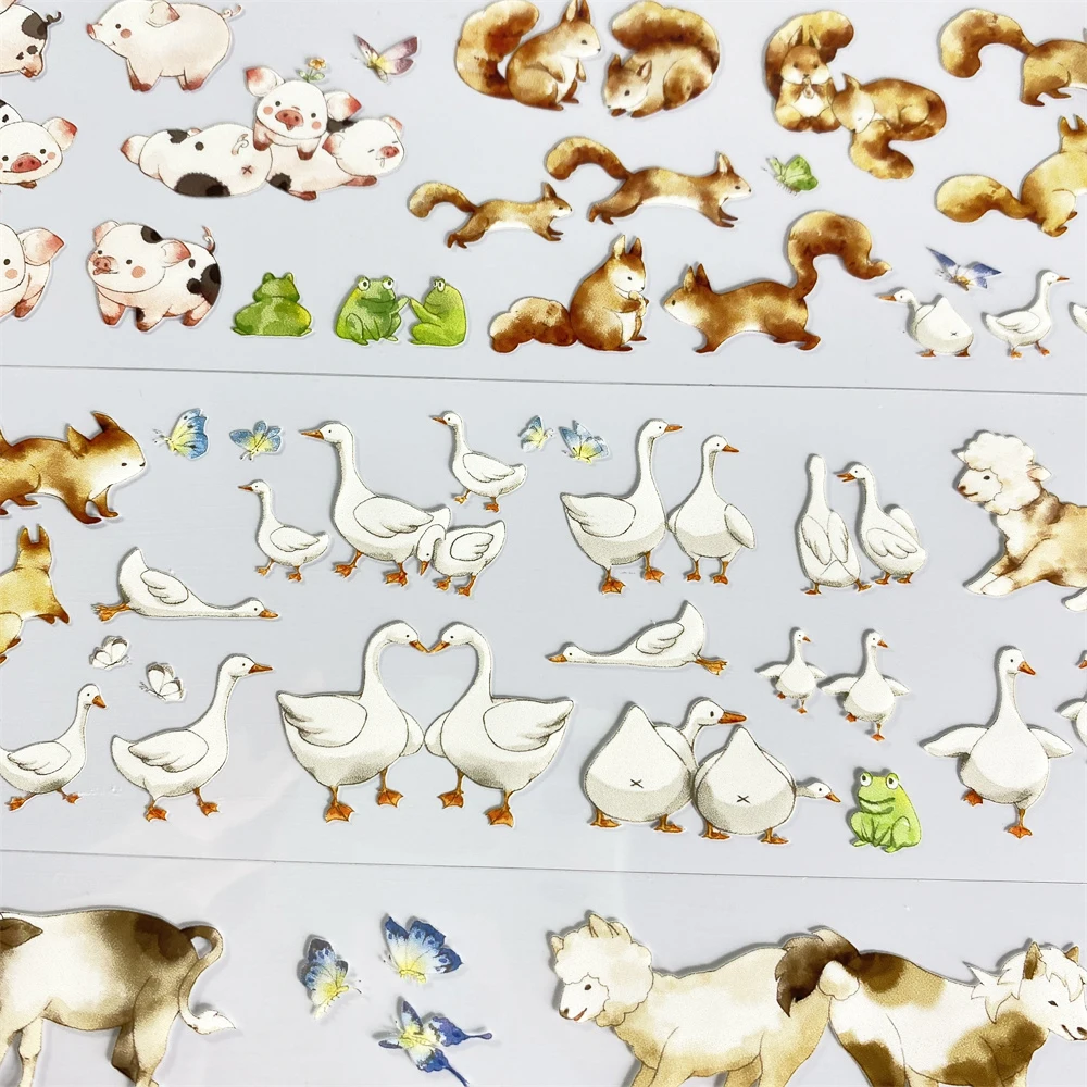 Diario 1 bucle Washi Pet Tape Q87 criatura cero cerdo pato Alpaca caballo PET Material antiguo cuenta DIY pegatina