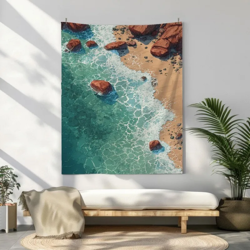 

VIKAMA Mountain Moon Beach Sunset Tapestry Nature Landscape Wall Hanging Bohemian Aesthetic Bedroom Living Room Decor