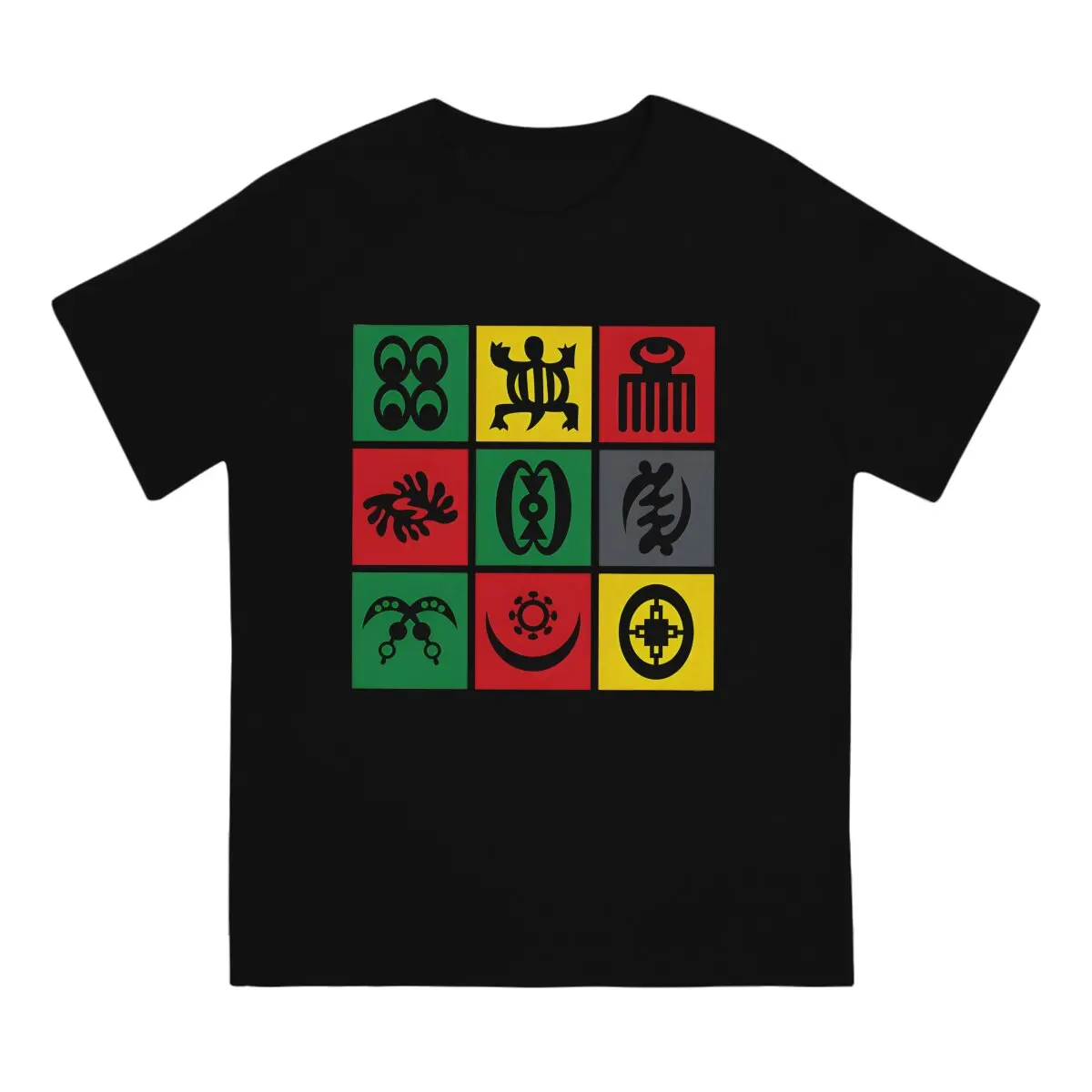 Adinkra Africa Symbols T-Shirt for Men Rasta Design Humorous 100% Cotton Tee Shirt Crewneck Short Sleeve T Shirt Gift Idea Tops