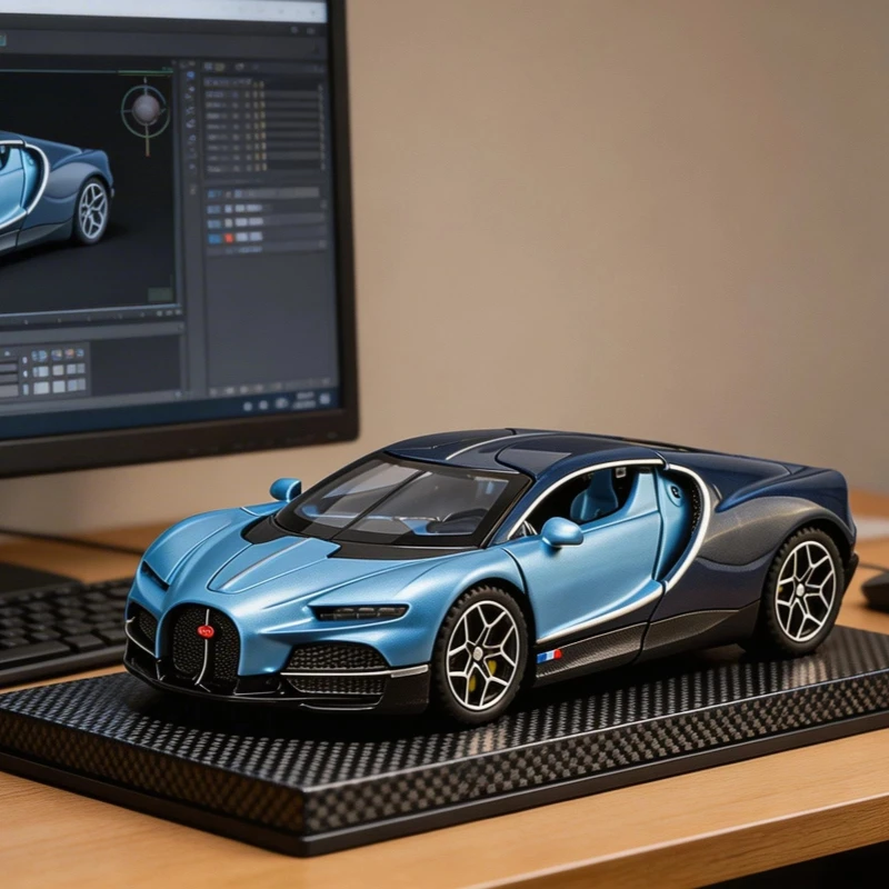 

1:32 Bugatti tourbillon alloy sports car model light pull back toy car interior decoration toy gift