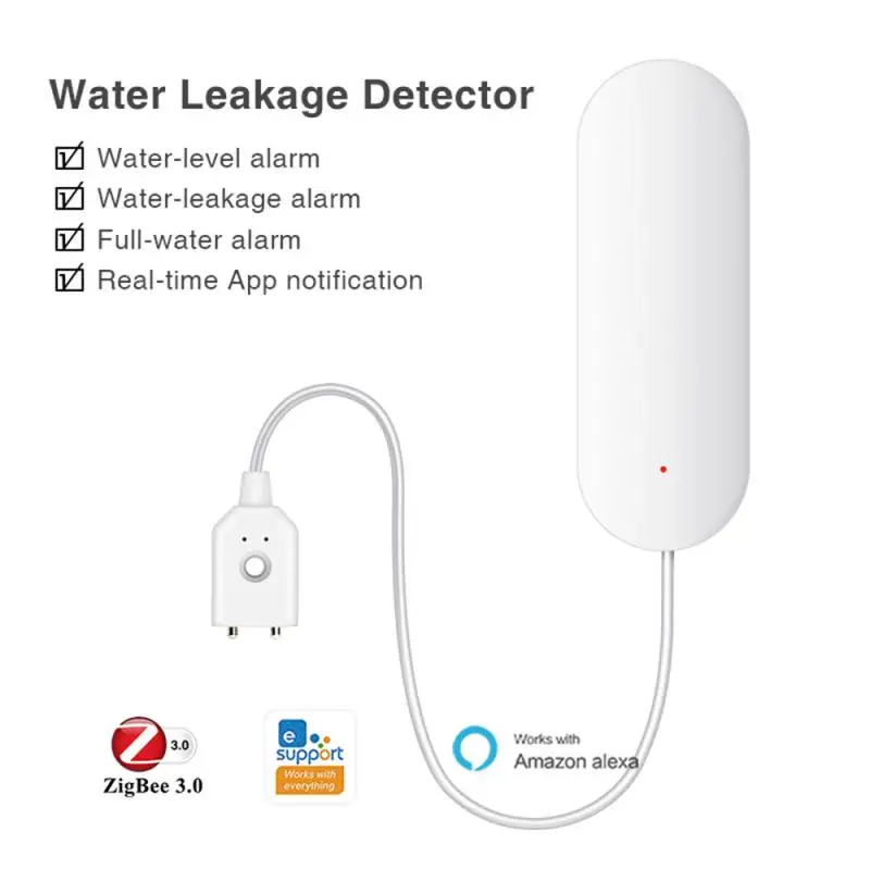 Ewelink Zigbee Slimme Waterlekdetector Real-Time Monitoring Overstromingssensor Watertank Overloopdetector Voor Alexa Afstandsbediening