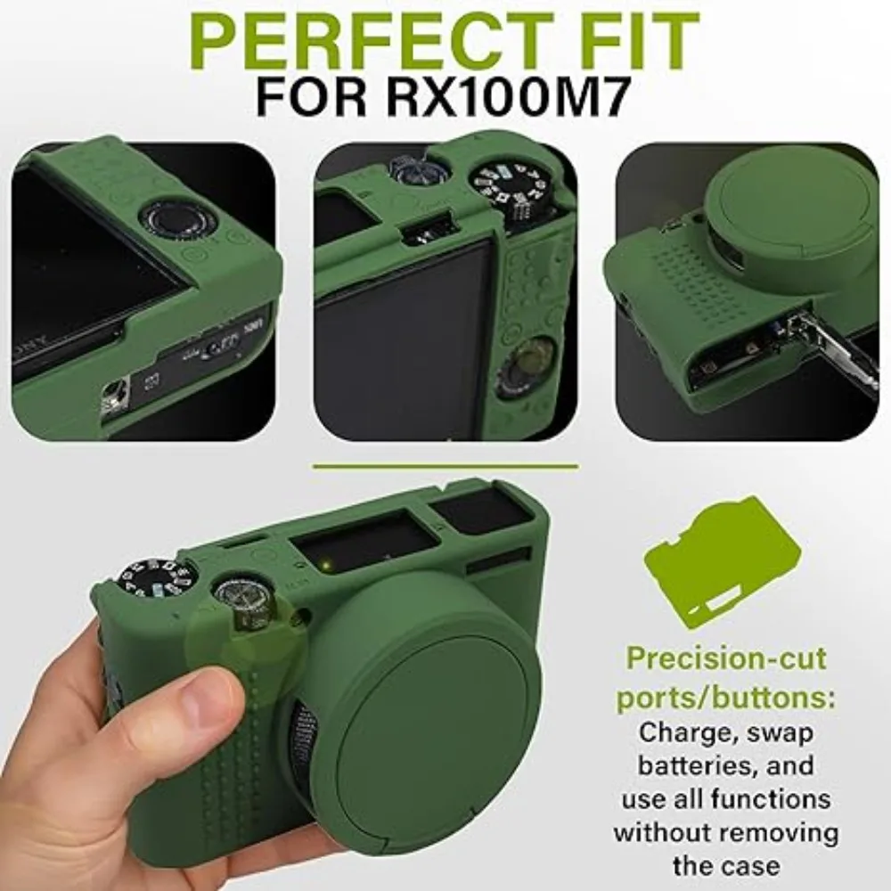 

For Sony RX100 VII , Accessories Camera Bag Soft Rubber Camera Case Cover RX100 VII + free tempered film