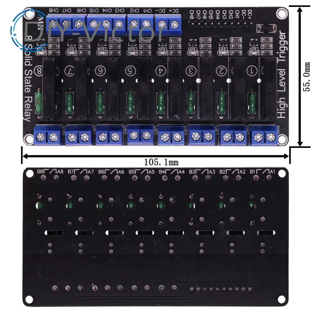 5V 1 2 4 6 Channel SSR AVR G3MB-202P 8 Way High Level Solid State Relay Module 240V 2A Output With Resistive Fuse for Arduino