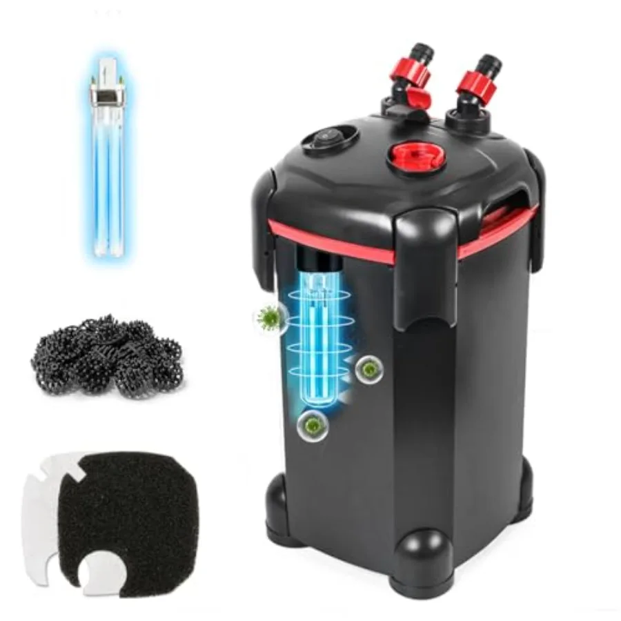 

Canister Filter, External Aquarium Filter Ultra-Quiet Water Circulation Cleaning Machine with Media for Fish Tanks and Aquarium