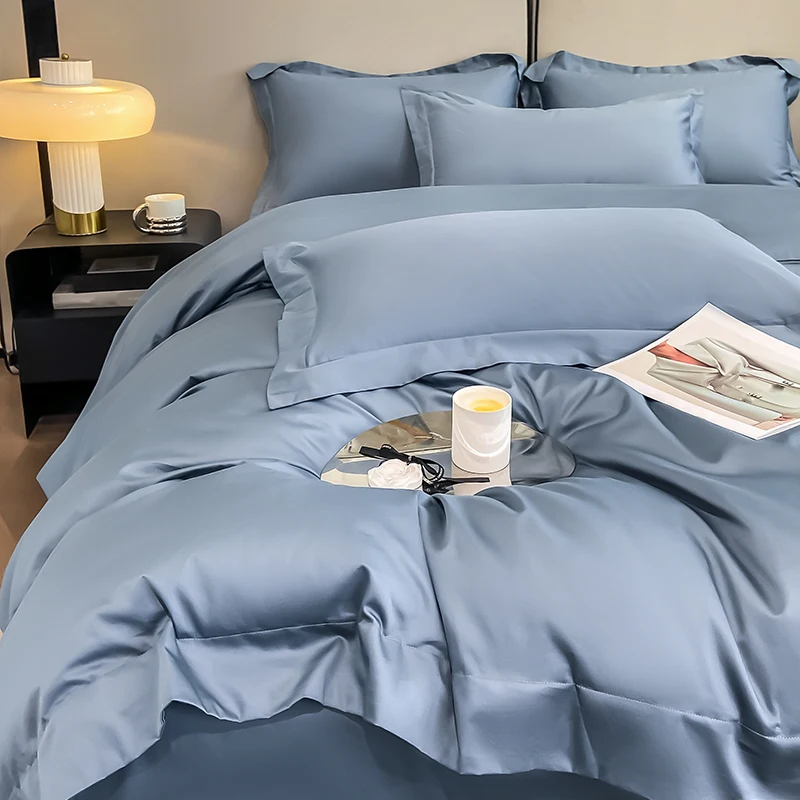 Juego de cama de algodón egipcio de Color sólido, funda nórdica Ultra suave y cómoda de calidad Premium 1000TC, 3 uds., 220x240cm