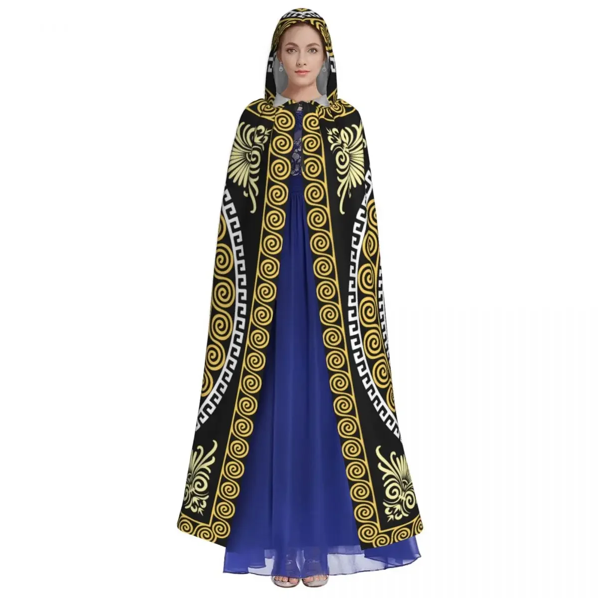 Medieval Cosplay Fantasias com Quadrado Dourado e Capas Redondas com Capas, Vestes Longas, Casacos De Carnaval, Casaco