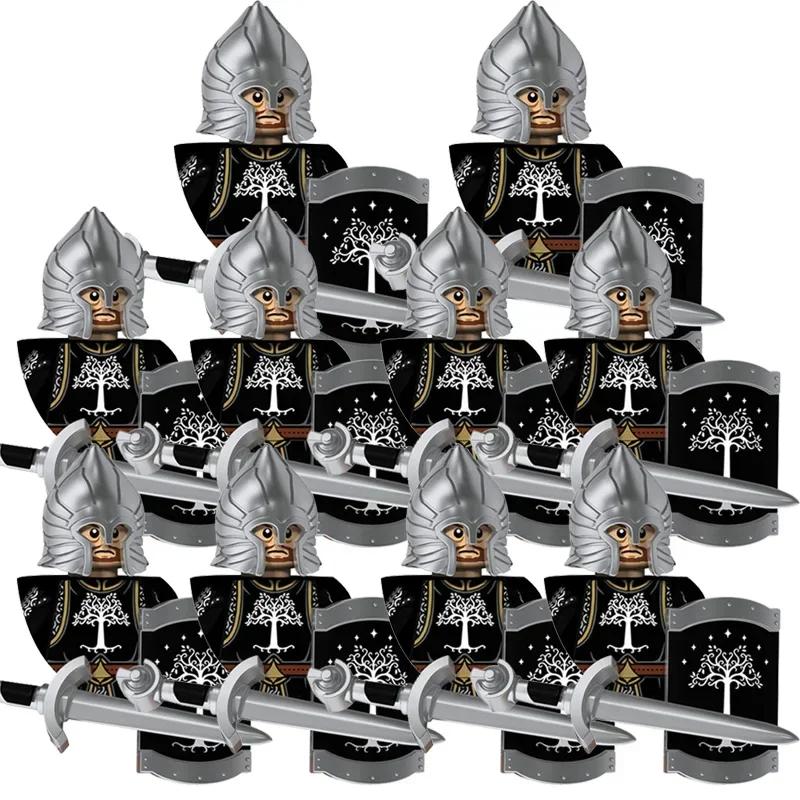 Zabawki dla dzieci Figurki akcji z serii Władca Pierścieni Żołnierze Gondoru Średniowieczne figurki wojskowe Model Klocki Chłopcy Prezenty urodzinowe