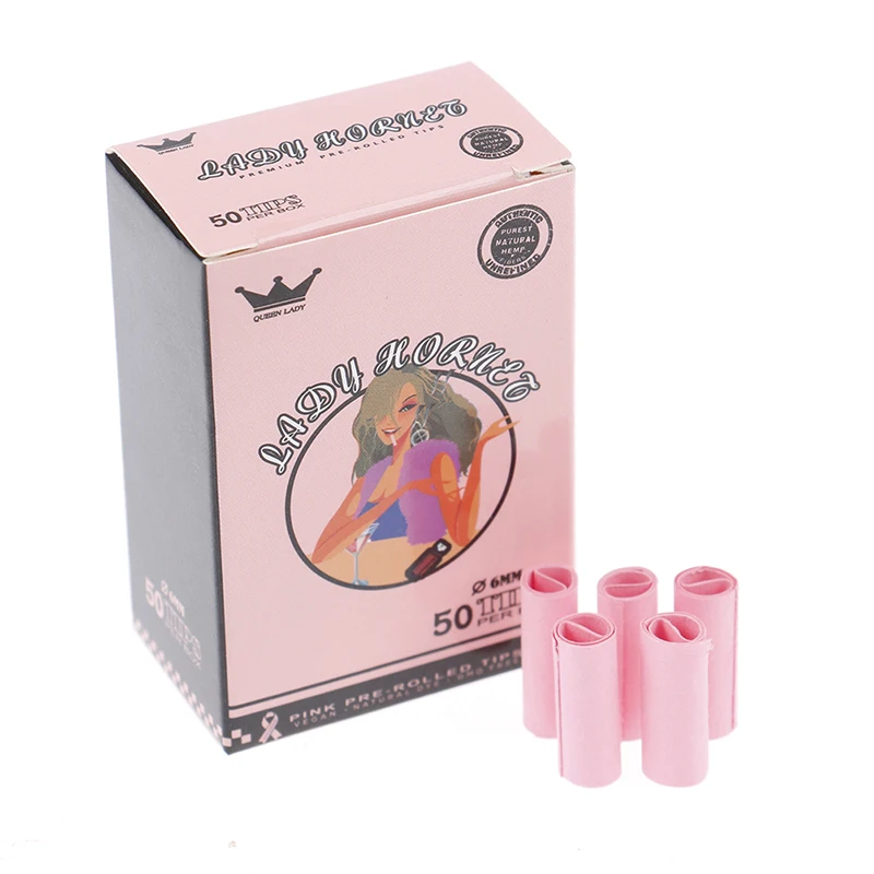 50Pcs Set Disposable Boxed Cute Lady Hornet Filter Rolling Pink Paper Smoke Accessories