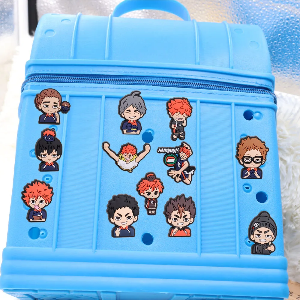 1-12Pcs Haikyuu Sports Japan Anime Volleyball PVC Shoes Charms Shoe Decorations DIY Wristbands Kids Boys Party Gift