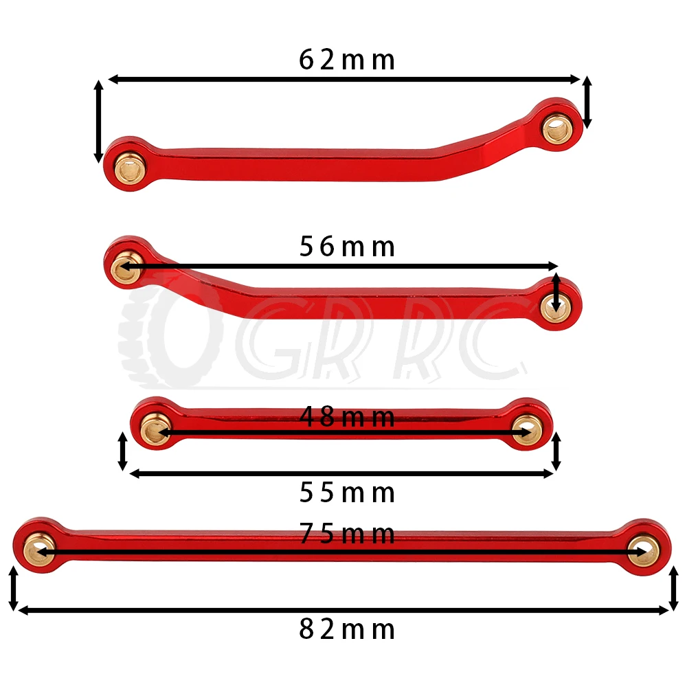8Pcs Chassis Link Rods Linkage Set TRX4M Aluminum Alloy Metal for TRX-4M K10 High Trail Pickup 1/18 RC Off-road Car Parts