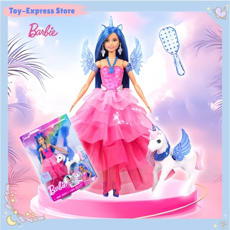 

Barbie Doll 65th Anniversary Sapphire Unicorn Set Playing House Toys Barbie Princess Doll Girls Kids Toys Children Birthday Gift