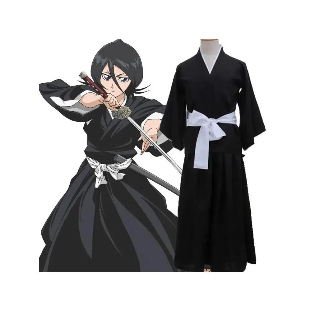 Anime Bleach Kuchiki Rukia Cosplay-Kostüm, Cos-Kostüm-Set, Halloween für Damen und Herren, Kimono, komplettes Outfit, Cosplay-Kleidung.