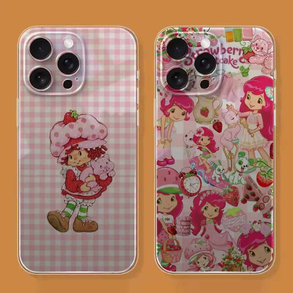 

Strawberry S-Shortcake Phone Case For iPhone 16,15,14,13,12,11 Plus,Pro,Max,XR,XS,X,7,8 SE,Mini Transparent Silicone Soft