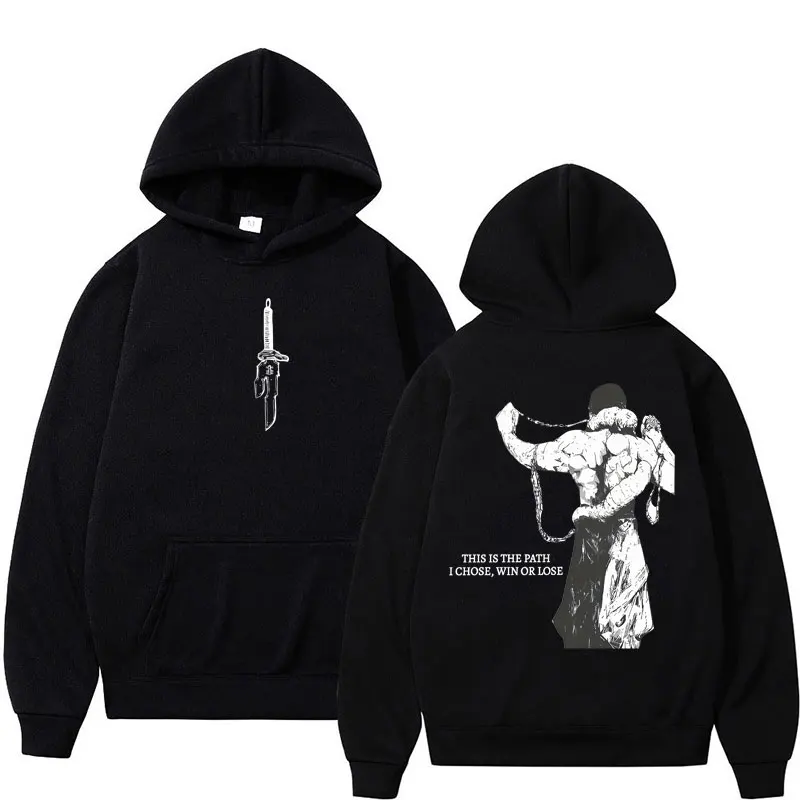 Anime Jujutsu Kaisen Fushiguro Toji Hoodies This Is The Path I Chose Win or Lose Hoody Sweatshirt Men's Fleece Loose Long Sleeve