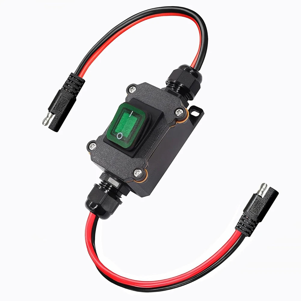 12AWG SAE to SAE Inline Switch DC12V 25A with Transparent Button and IP67 Rating for Outdoor Electrical Systems