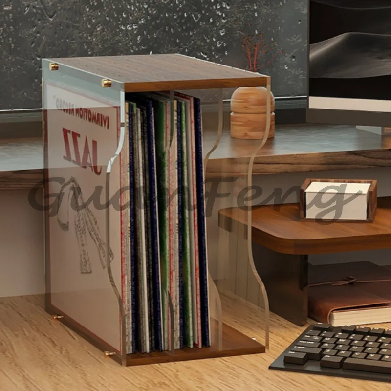 Acrylic Desktop Vinyl Record Holder CD Display Rack Book and Drawing Organizer Compact Media Storage Box for Home Office