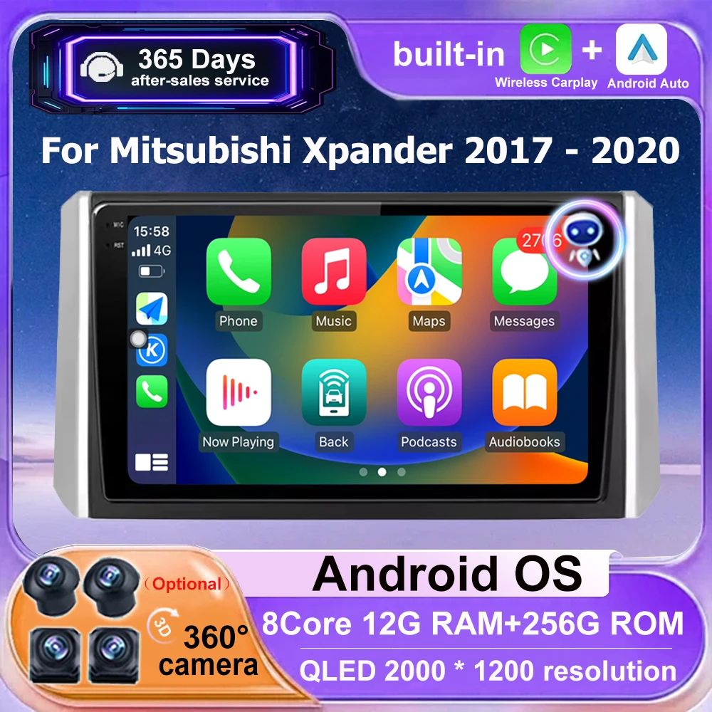 9'' For Mitsubishi Xpander 2017 - 2020 Car Radio GPS Navigation Multimedia Player Stereo Android Auto Carplay 360 Camera BT DSP