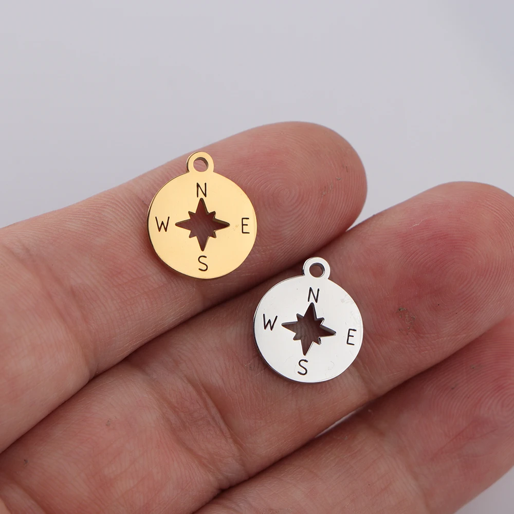 

10pcs/lot Mirror Polished Stainless Steel Sea Compass Charms Classic Compass Pendant DIY Accessory Jewelry Making