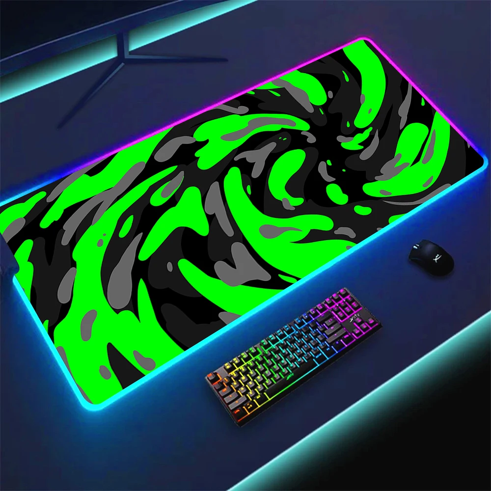 Anime Strata Liquid RGB Mouse Pad Pc Gamer Keyboard Mousepad Xxl LED Glowing Mouse Mats Rubber Gaming Computer Mausepad 900x400