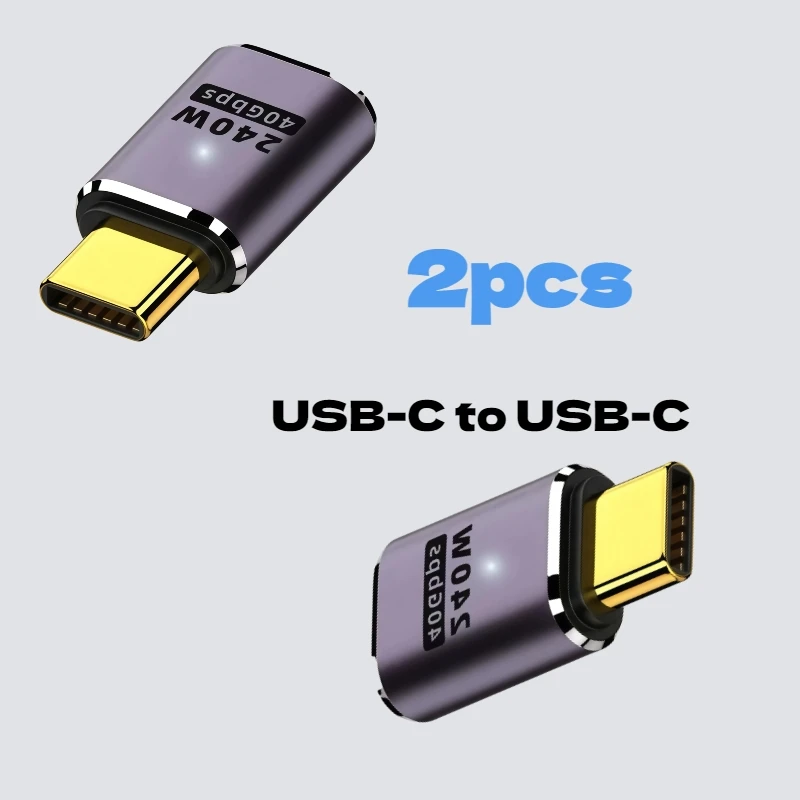 2PCS  240W USB4 USB‑C to USB‑C Pass‑Through Adapter, 40Gbps Data, 8K@60Hz Video for MacBook