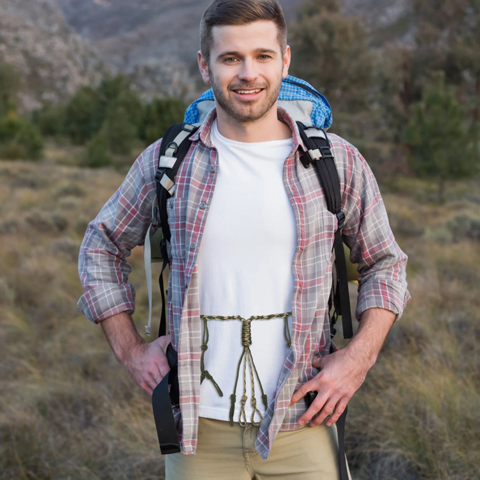 

Hunting Necklace Macrame Lanyard Key Walking Stick Strap Outdoor Lanyards Versatile Polyester Rope Travel Tool
