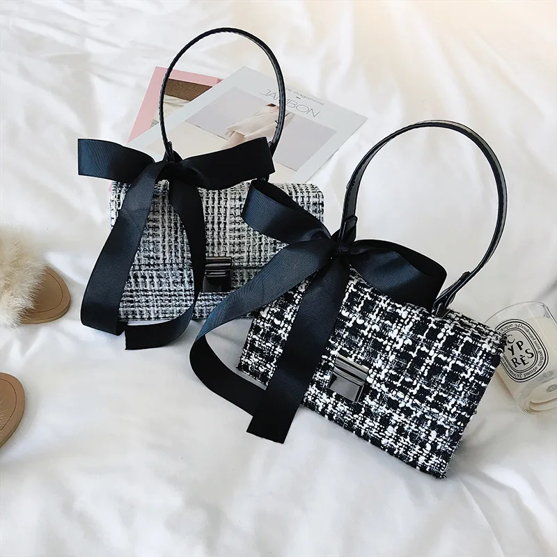 

Lock Buckle & Bowknot Woolen Bag | Young Women's Fashion Casual Crossbody, Exquisite Handbag