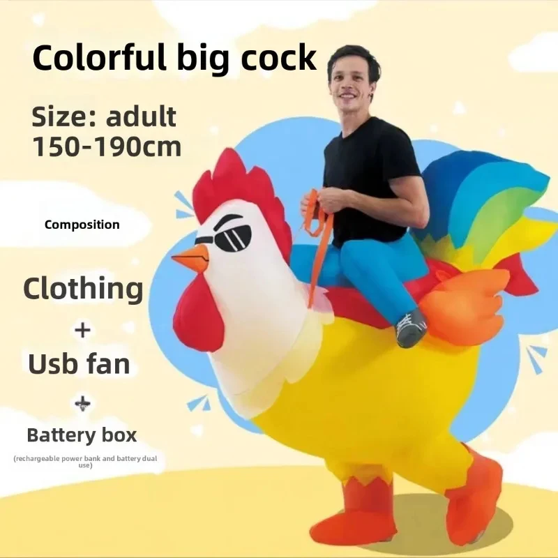 

ob Halloween Winged Red Rooster Inflatable Cartoon Human Costume Performance Walking Mascot Atmosphere Props 158gj