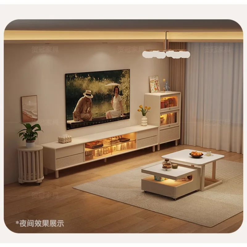 

Шкаф для телевизора кремового цвета, шкафчик для хранения, встроенная маленькая квартира, гостиная, напольный шкаф для телевизора, сундук, комбинация журнального столика