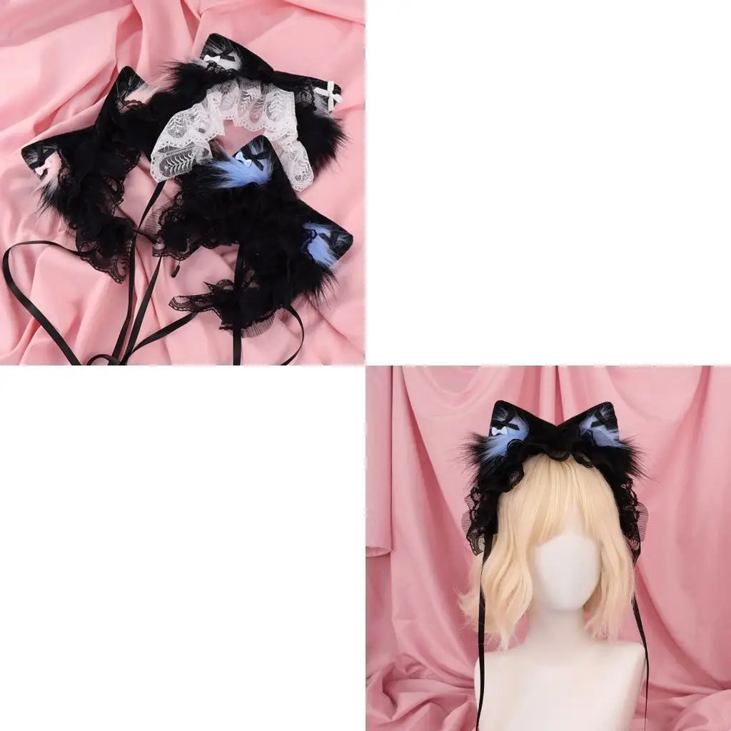 

Cartoon Cats Ear Hairband Lace Bows Headbands Costumes Headpieces for Prom Event or Adding Fashion to Daily Outfits Y166