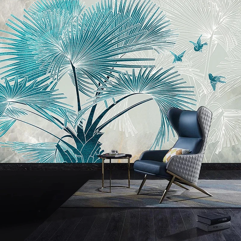 Custom 3D Embossed Wallpaper Palm Tree Bird Photo Mural Living Room Bedroom Modern Style Home Decor Wall Painting Backdrop