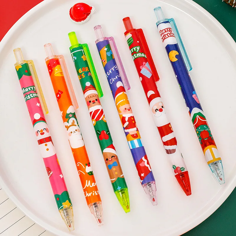 Imagem -02 - Natal Imprensa Gel Pen Exame Kawaii Material Escolar Papelaria Bonito dos Desenhos Animados Atacado 60 Pcs