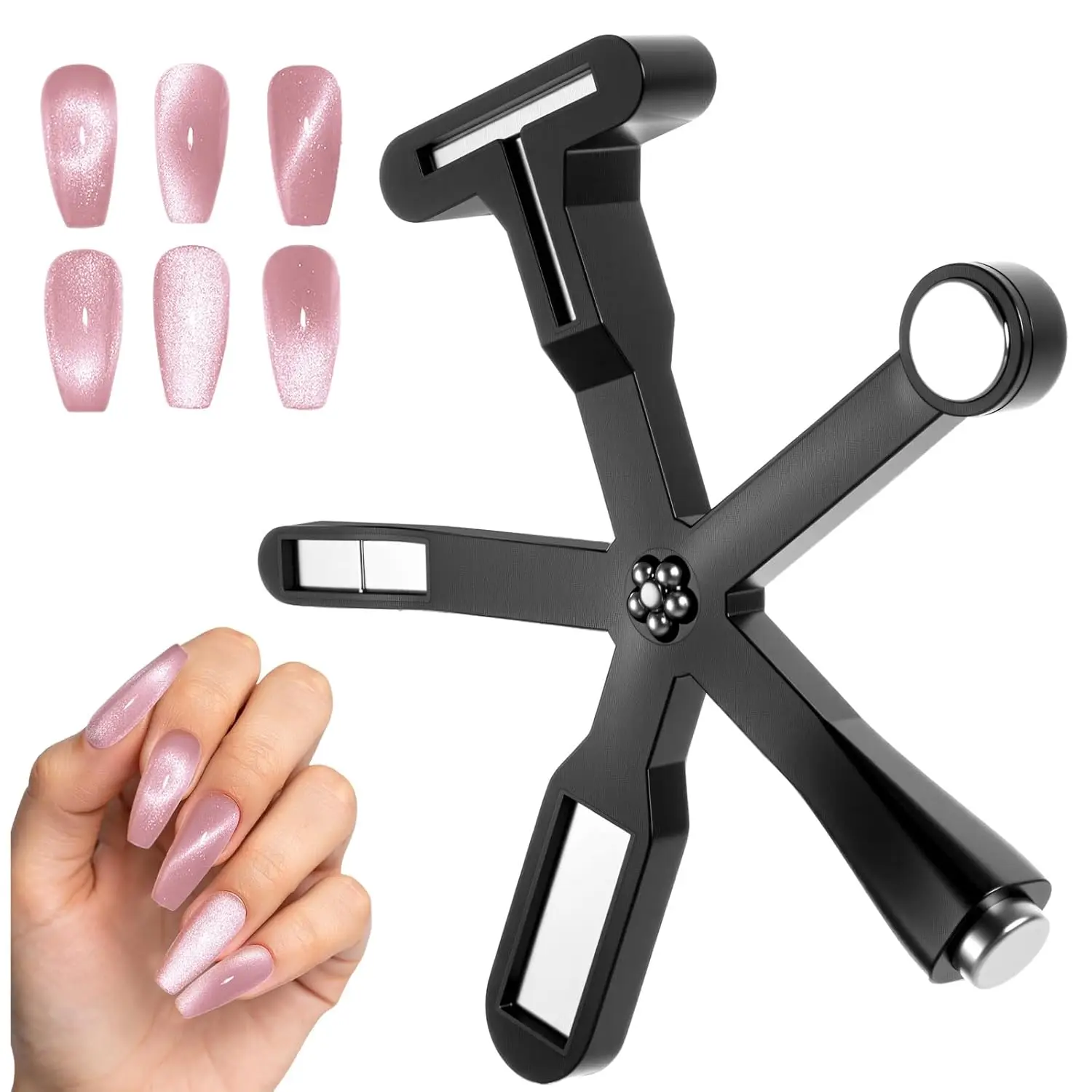 6 in 1 Multi-Function Cat Eye Nail Magnet Gel Magnetic for Nails with Silicone Protective Case for 3D Nails Salon Studio or DIY