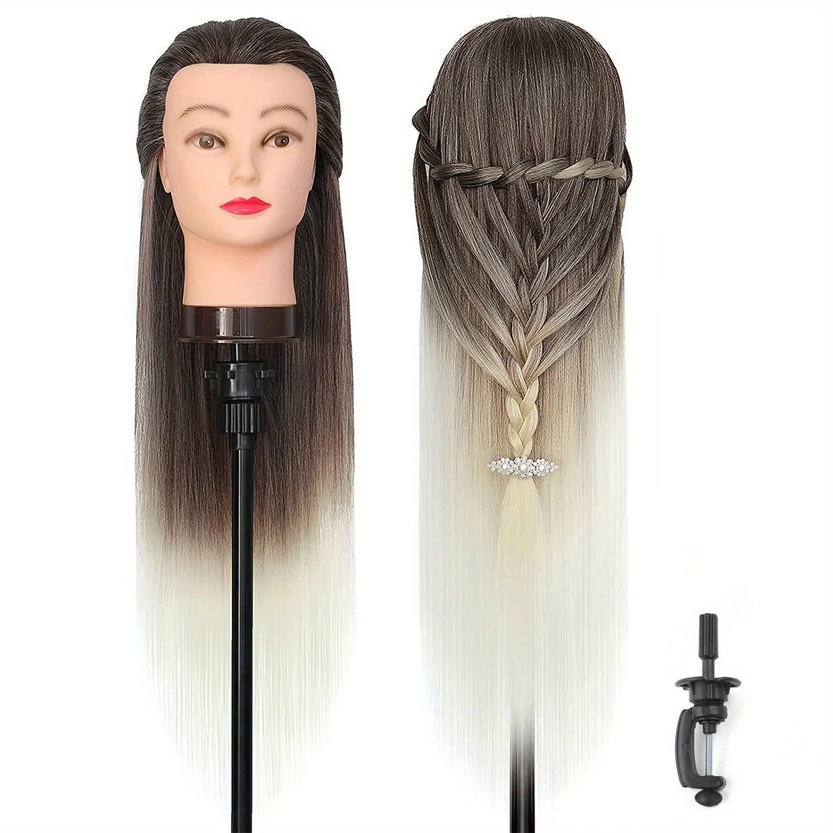 Colorful Mannequin Head Model with Long Synthetic Hair Extensions Perfect for Manikin Head Styling Hairdresser Training Braiding