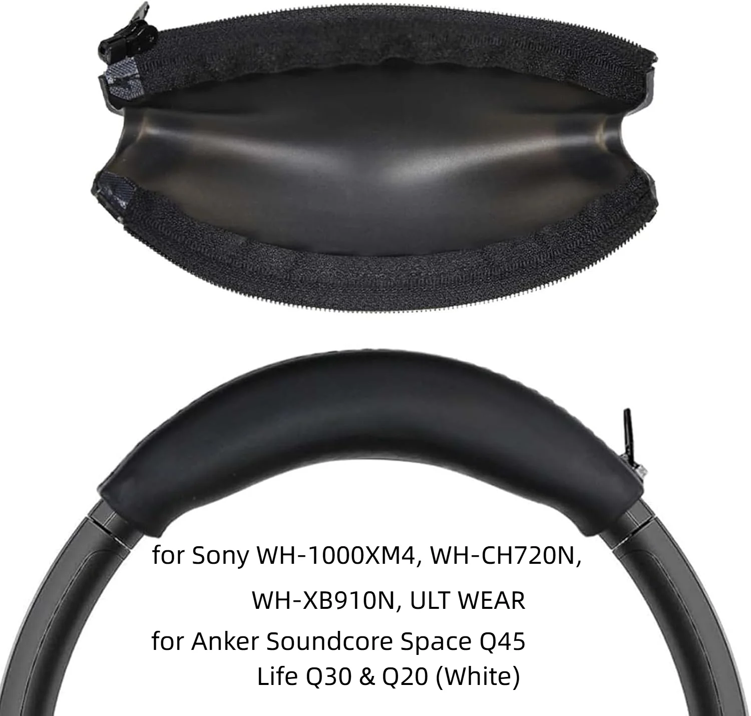 Funda de silicona para diadema con cremallera lavable al sudor para Sony WH-1000XM4 WH-CH720N WH-XB910N Soundcore Space Q45 Life Q30 y Q20 (blanco)