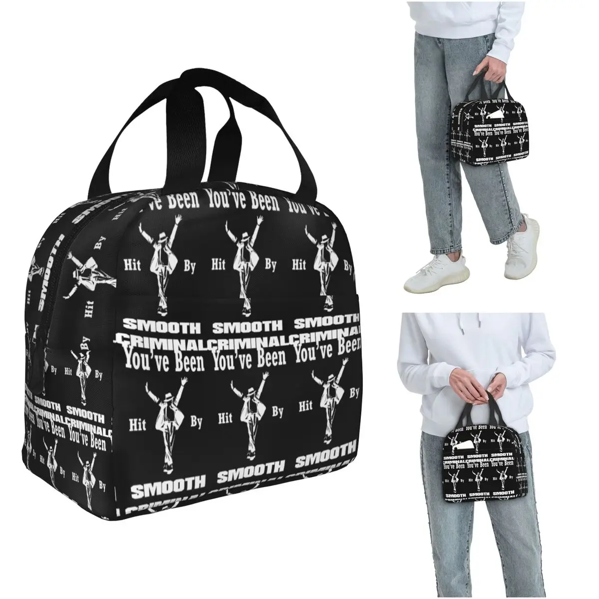 Vintage MJ Smooth Criminal Michael Jackson Isolierte Lunchtasche für Damen und Kinder, auslaufsichere Lebensmittelboxen, Thermo-Lunchbox-Tragetasche