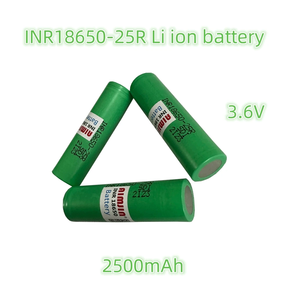 3.6V 2500mAh 6PCS 18650 Battery For Samsung INR 18650 25R Lithium Lon Battery Replacement External Battery